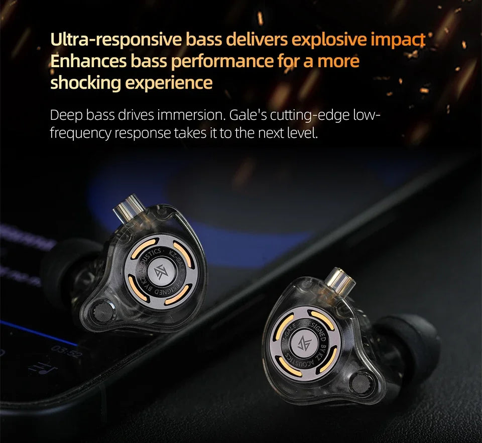 KZ Gale Earphone HIFI Bass Earbud Gaming and Music Headset Super-linear Dynamic Driver Detachable Design