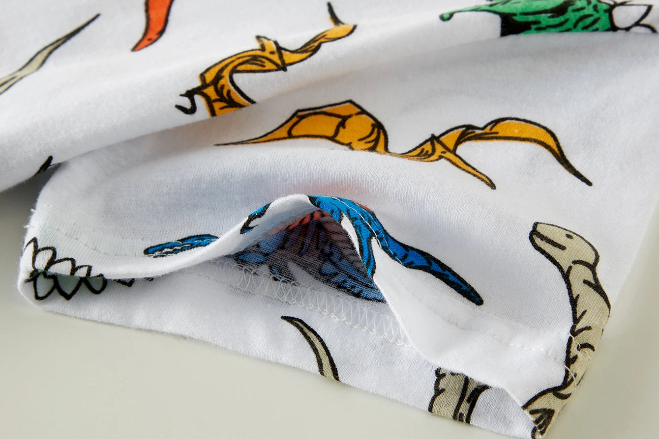 Manufacturer's in stock children's sleepwear cotton cartoon dinosaur boys' home clothes daily basic short sleeved underwear set