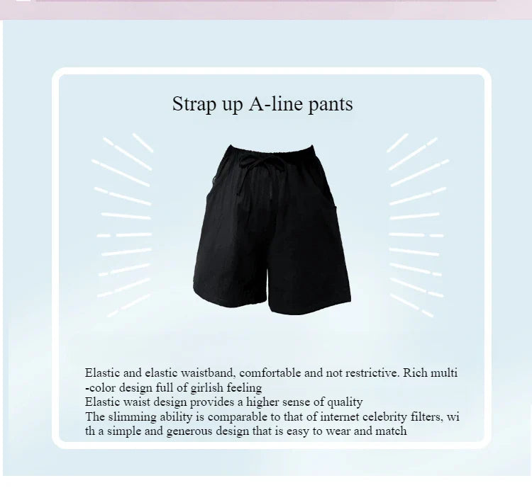 Casual Linen Shorts Women Gym Workout Shorts Cotton Shorts Summer Big Size Loose Home Beach Hot Lace Up Shorts