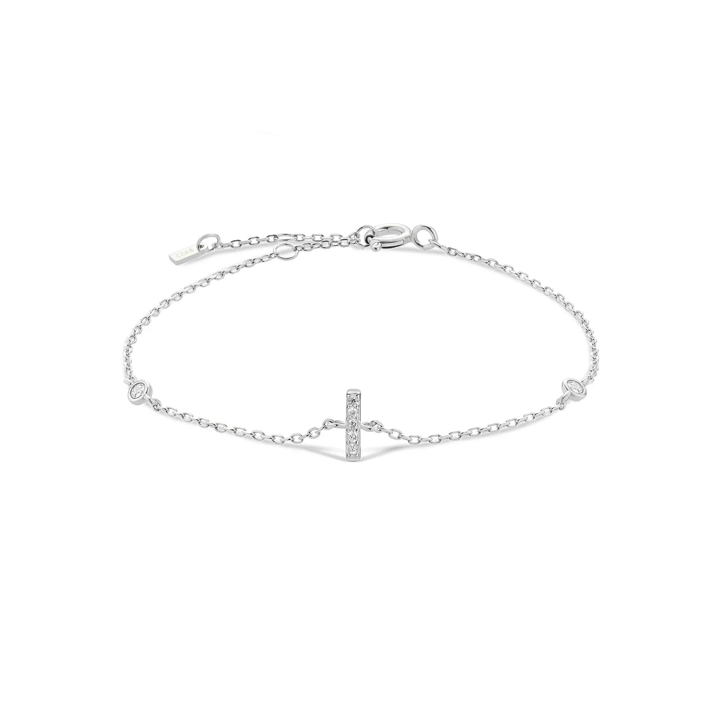 VEWANT 925 Sterling Silver Monogram Letter A - Z Initial Charm Chain Bracelet Luxury Wedding CrystalFine Jewelry