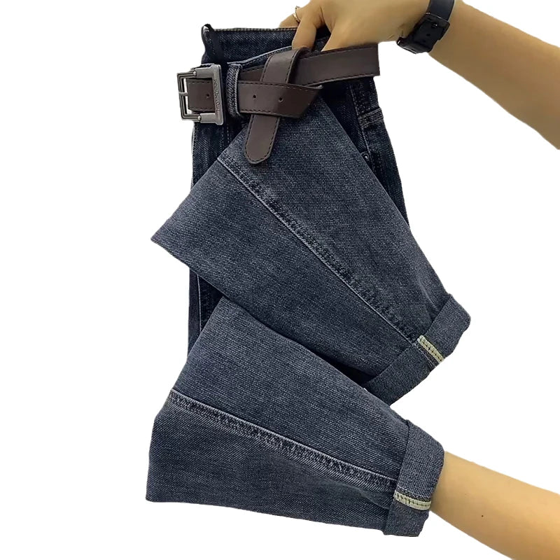 Y2k Large Women's Slim Nine Point Dad Jeans 2023 Autumn Fat Mm Loose Pear Shape