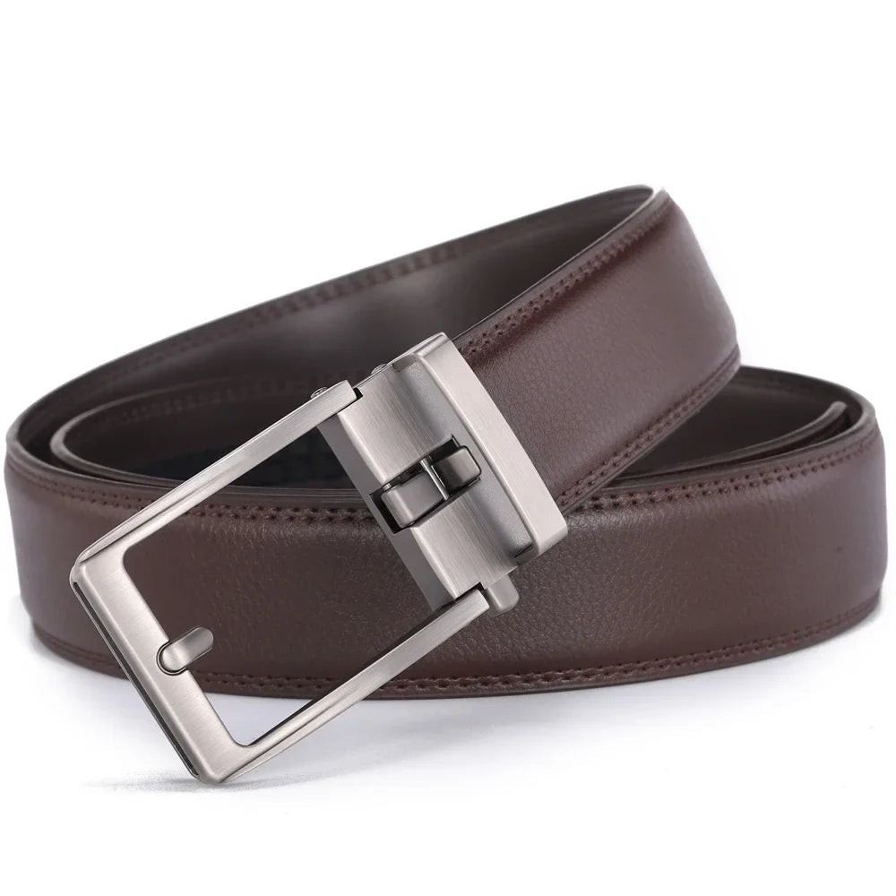 Unisex Click Belts for Men Luxury Brand Designer Fashion Automatic Buckle Genuine Leather Men's Belt Male Jeans Waist Strap Blue