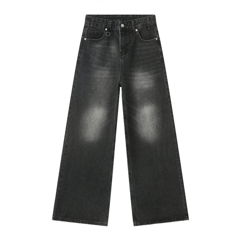 Vintage Men's Baggy Denim Trousers Streetwear Wide Leg Loose Denim Pants