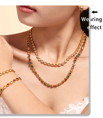 Multi Colors Stainless Steel Necklace Bracelet for Women Men Tennis Chain Stones