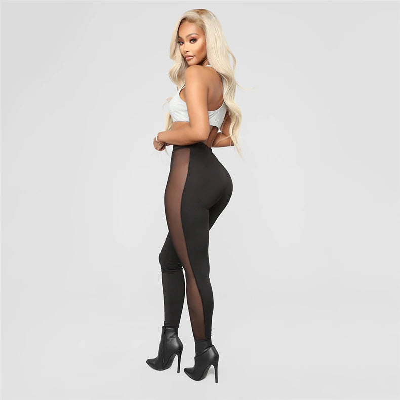 Women's Mesh Leggings Gym Pants High Waist Elegant Sports Womens Push Up