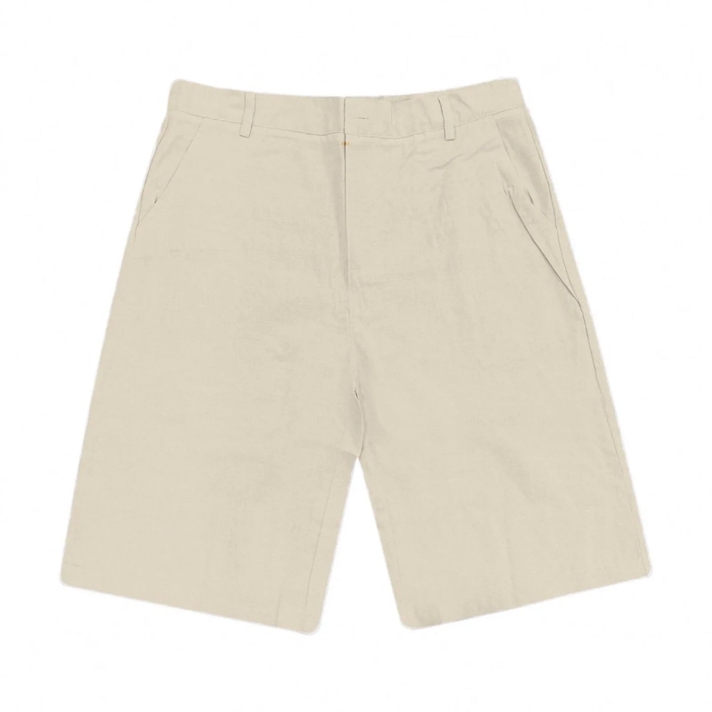 2025 Summer Cotton Linen Shorts for Men Solid Casual Button Pocket Beach Shorts Men's Comfortable Simple Vacation Leiture Pants