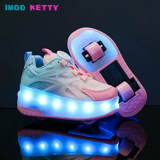 Autumn Childrens Kids Boys Girls USB Charging Glowing Casual Sneakers