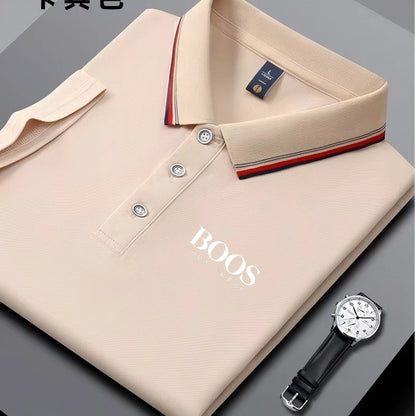 Embroidered New Men's Business Casual Short Sleeved Polo Shirt, Fashionable, Breathable, Comfortable and Versatile Top