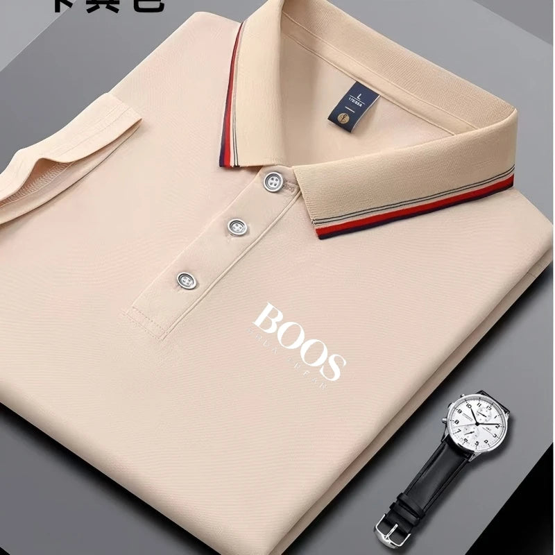 Embroidered New Men's Business Casual Short Sleeved Polo Shirt, Fashionable, Breathable, Comfortable and Versatile Top
