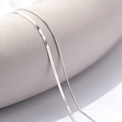 Silver Double Layer Box Chain Snake Clavicle Chain Necklace Female Fashion