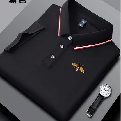 Embroidered New Men's Business Casual Short Sleeved Polo Shirt, Fashionable, Breathable, Comfortable and Versatile Top