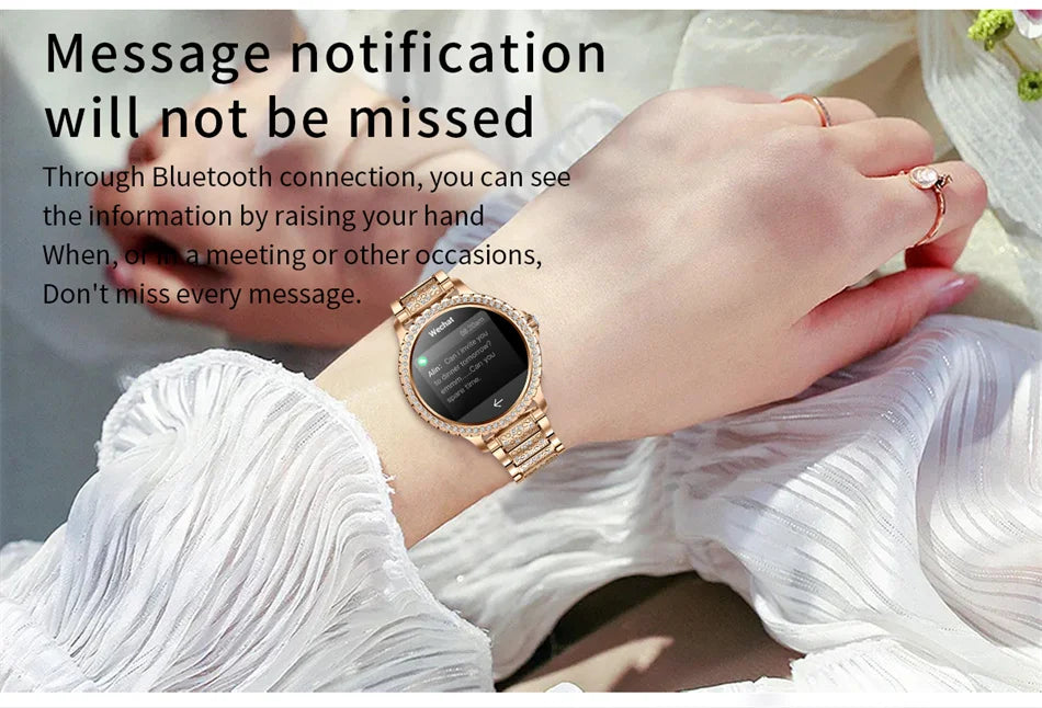 2024New Fashion Women Smart Watch 360*360 HD Screen Sports Bracelet Custom Dial Heart Rate Voice Call Smartwatch For Android IOS