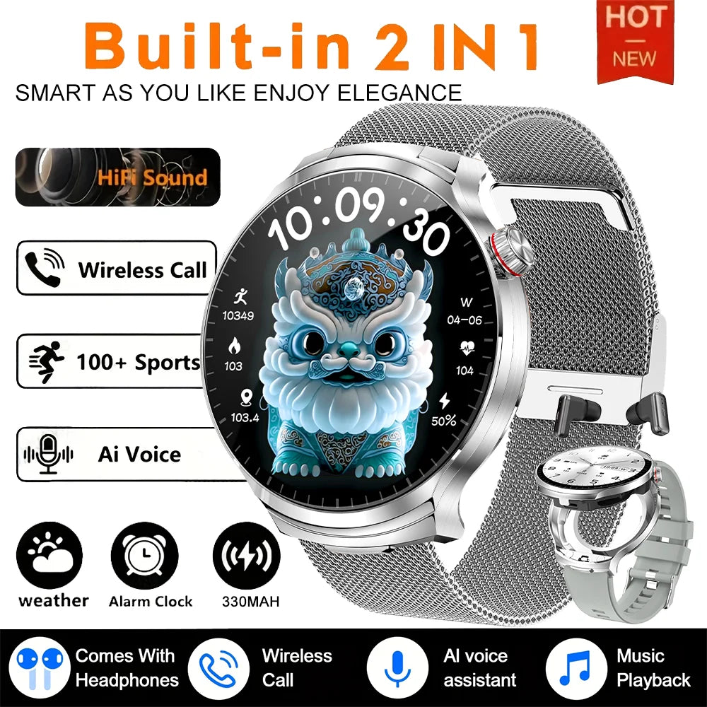 2026 T-REX3 New 2 in 1 Smartwatch With Earbuds Smartwatch TWS Bluetooth Earphone Heart Rate Blood Oxygen Monitor Sports Watch