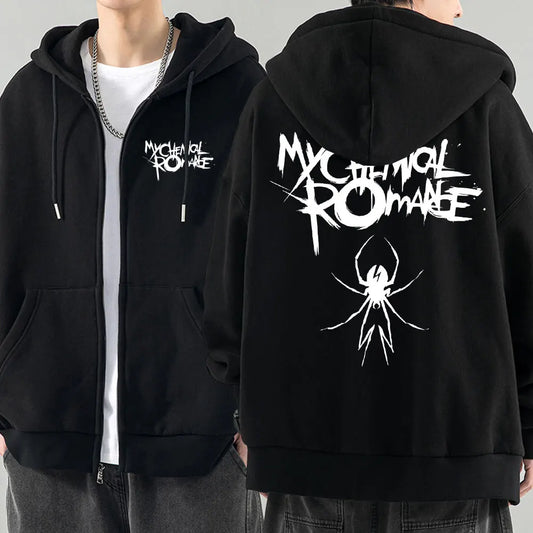 Rock Band My Chemical Romance Mcr Dead Zipper Hoodie Black Parade Punk Emo Zip Up