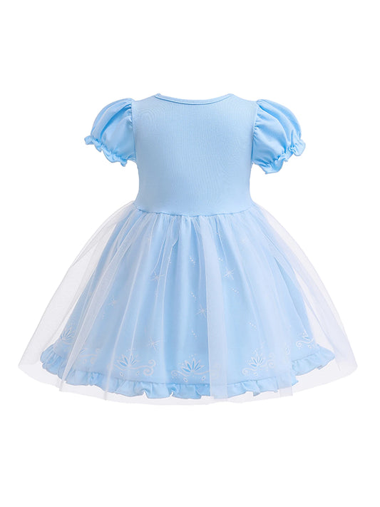 Girls cute stunning puff sleeve mesh princess dress, elegant and comfortable, birthday party performance dress up costume