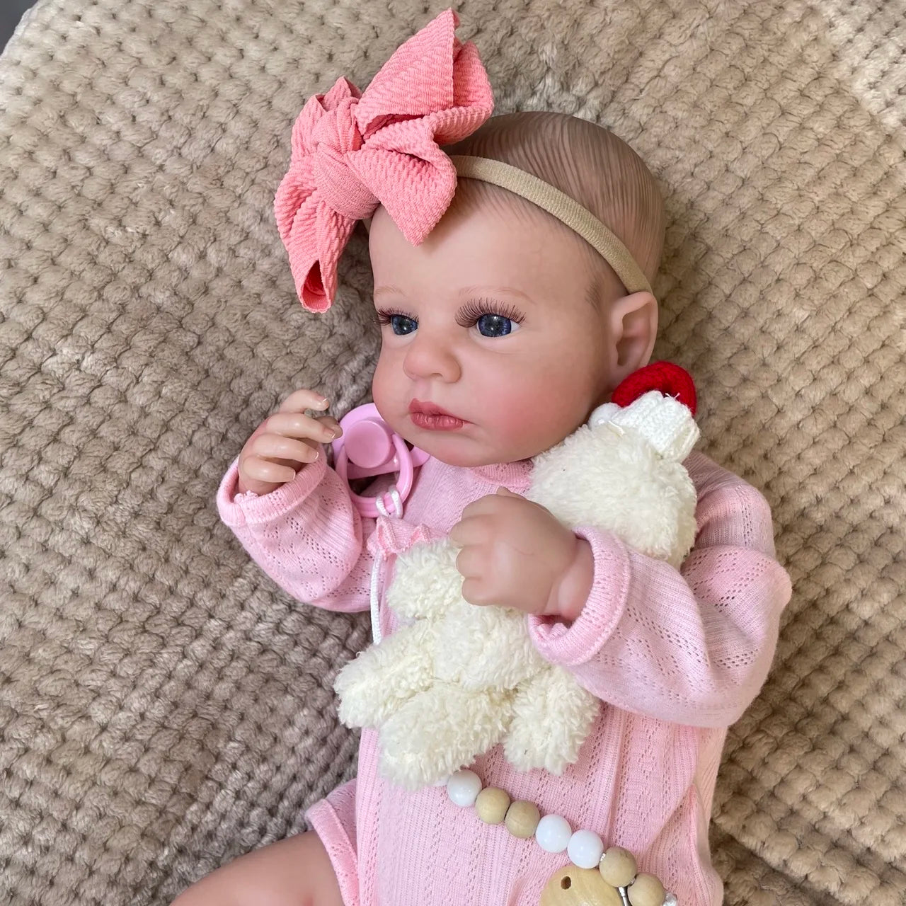 50CM Finished Reborn Baby Doll LouLou Awake Open Eyes Lifelike Newborn 3D Skin Handmade Toy Figure Birthday Gift For Girls
