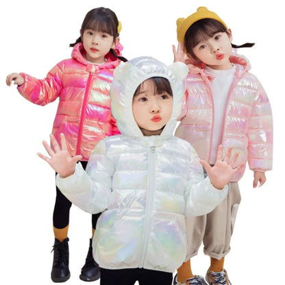 1-5 Years Old Boys Girls Lightweight Down Jacket Children's Autumn Winter Fashion Smooth Colorful Fabric Cotton Coat Top Clothes