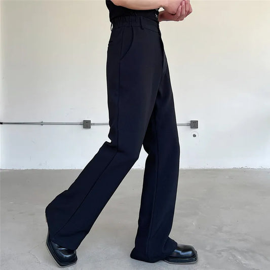 Men Vintage Casual Flared Pants Harajuku Streetwear Fashion Retro Suit Boot Cut Pant