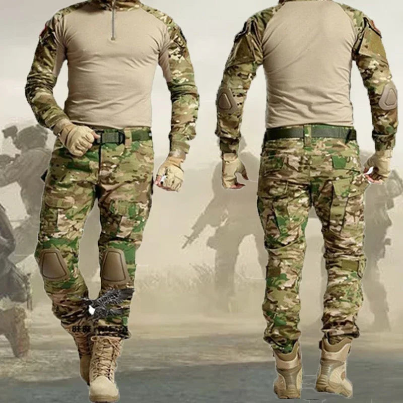 Camo Tactical Uniform Airsoft Ripstop Suit Multi Pocket Suits Hunting Pants Men Trainning Shirts Airsoft Paintball Clothes Sets