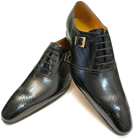 Luxury Pure Cowhide Leather Men Formal Shoes Oxford Business Office Male