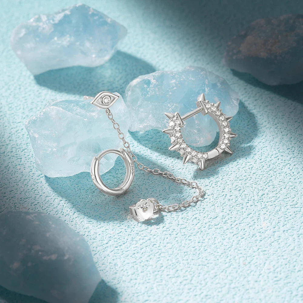 ROXI 925 Sterling Silver 3PCS DIY Hoop Earring With Piercing Stud Earring Set Women Men Party Wedding Jewelry Set pendientes 925
