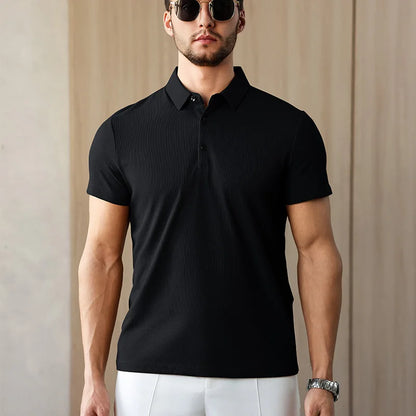 New Men's Business Casual Short Sleeved Shirt Solid Color Polo Shirt Fashionable Breathable Comfortable Versatile Top