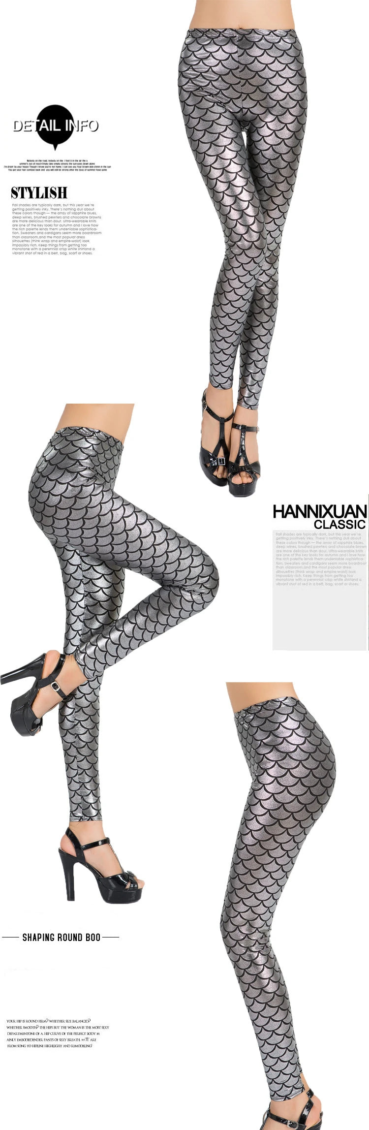 Fashion Shining Mermaid Fish Scale Leggings Women Silky Sparkling Simulated Leather