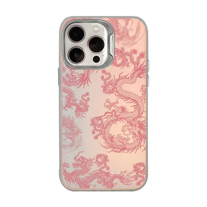 Cartoon laser pink dragon 3D cute shockproof happy new year phone case for iphone 11 12 promax 13 14 15 16 pro max plus cover