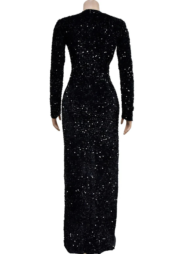 Evening wear Dresses: Sequins Birthday Dress For Woman Evening Party Dress