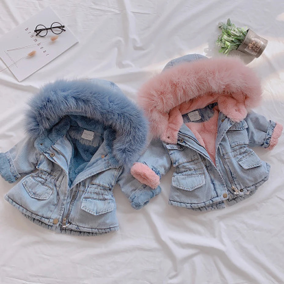 Autumn Winter Thicken Baby Boys Denim Jacket Thick Warm Children Outerwear Fashion Coat 2 3 4 5 6 7 8 Years Kids Clothes