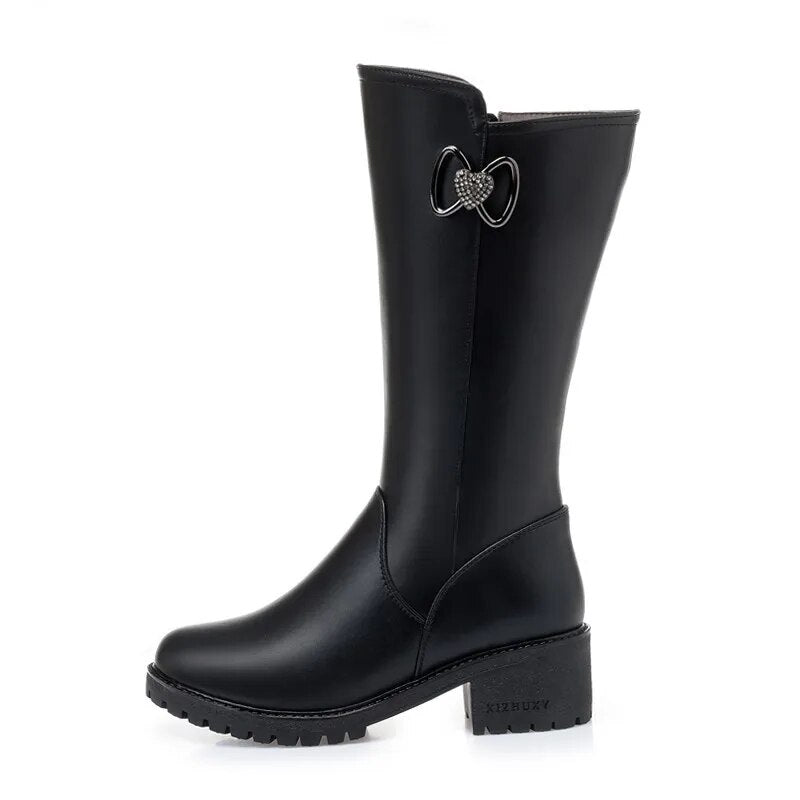 Women Riding Boots Winter Genuine Leather Women Motorcycle Boots