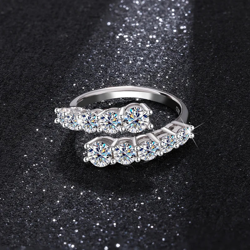 QMSHR 925 sterling silver Moissanite ring for women,Gra-certified  plated with white gold engagement jewelry gift