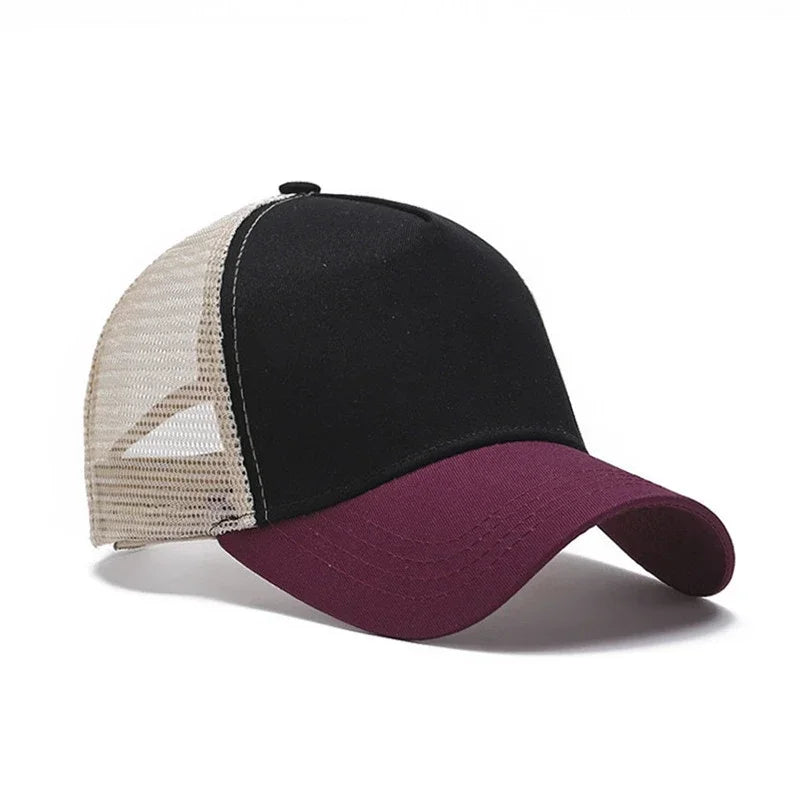 Custom Trucker Hat Logo Cotton Mesh Breathable Baseball Cap Women Men Summer Sunshade Mesh Cap 5 Panels Truck Hat Cap Wholesale