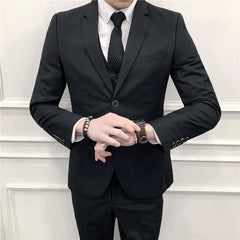 Men's Business Casual (suit + Vest + Trousers) Solid Color Fashion Handsome