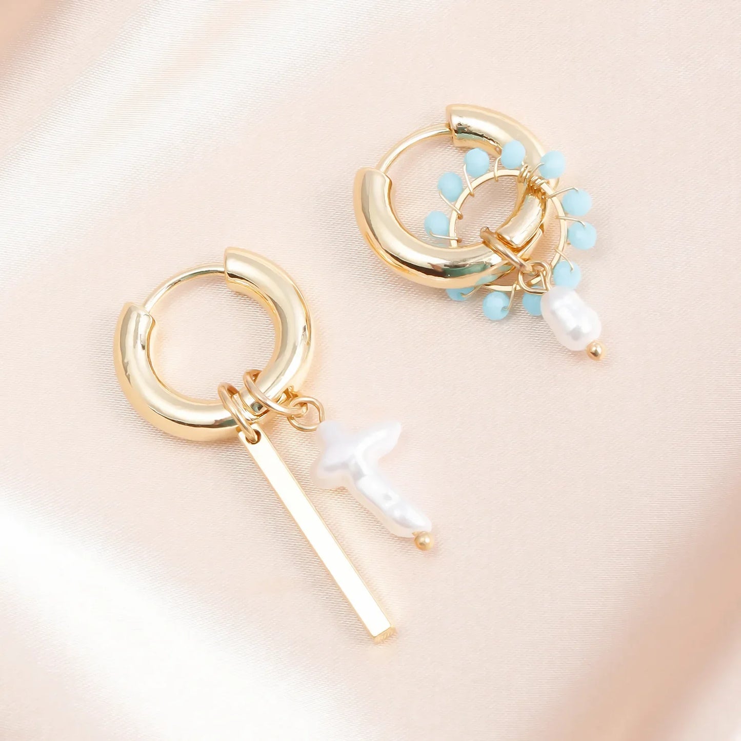 Geometric Crystal Asymmetric Dual-use Ear Buckle Earrings for Women Jewelry
