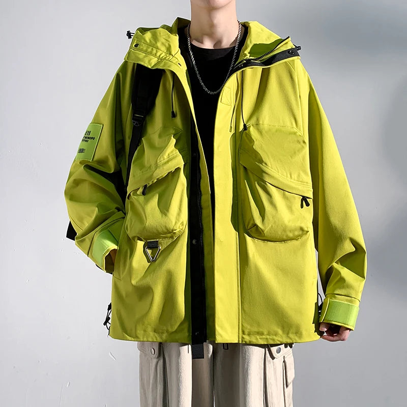 Men's Jacket Design Large Pockets Loose and Fashionable Korean High Neck