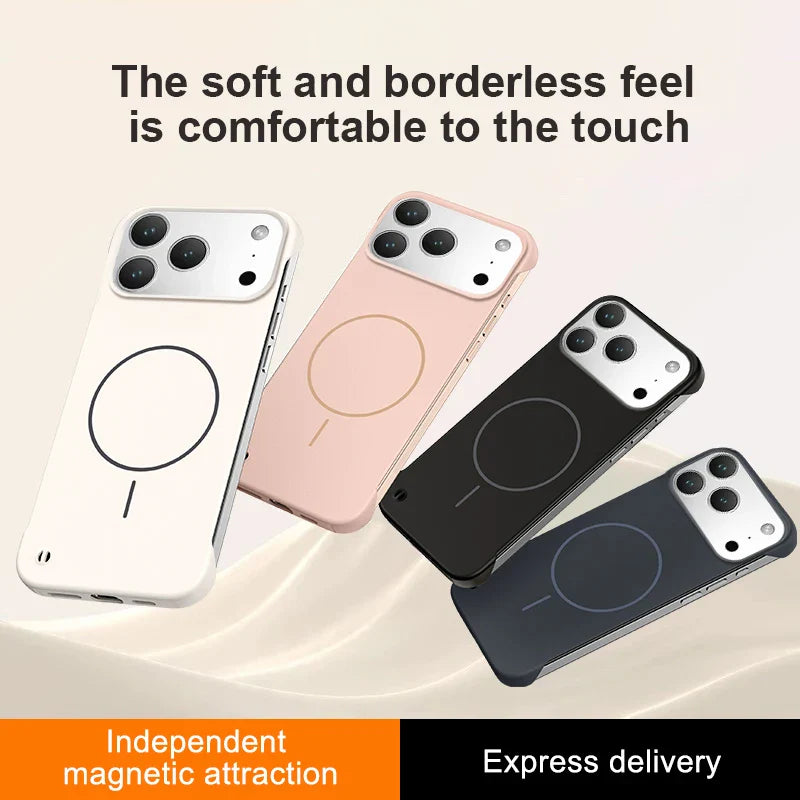 For iPhone 17 Magsafe Frameless Magnetic Wireless Charging Phone Case For iPhone 17 Air Pro Max Slim Hard Back Cover