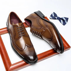 Classic British Style Pointed Toe Leather Shoes Men Oxfords Business Formal Men