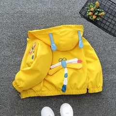 Cartoon Kids Jacket Autumn Casual Girls Windbreaker Coat Hooded Zipper Boys  Coats