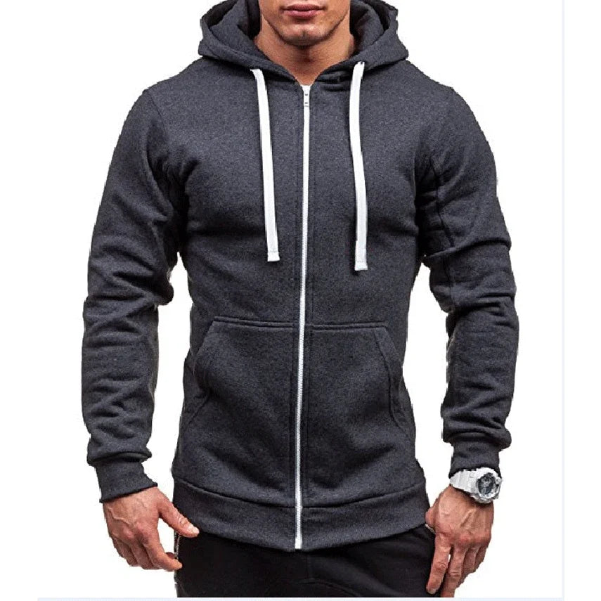 Men's Hoodies Sweatshirts Zipper Hoodie Men Sweatshirt Solid