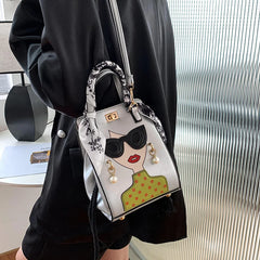 Beauty Glasses Handbags for Women PU Shoulder Bag Cute Scarf Purses