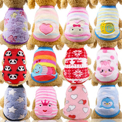 Cute Printed Clothing for Small Cats Dogs Warm Soft Fleece Kitty Kitten Rabbit Costume