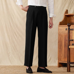 British Wide Leg High Waisted Long Men's Pants Loose Casual Trouser