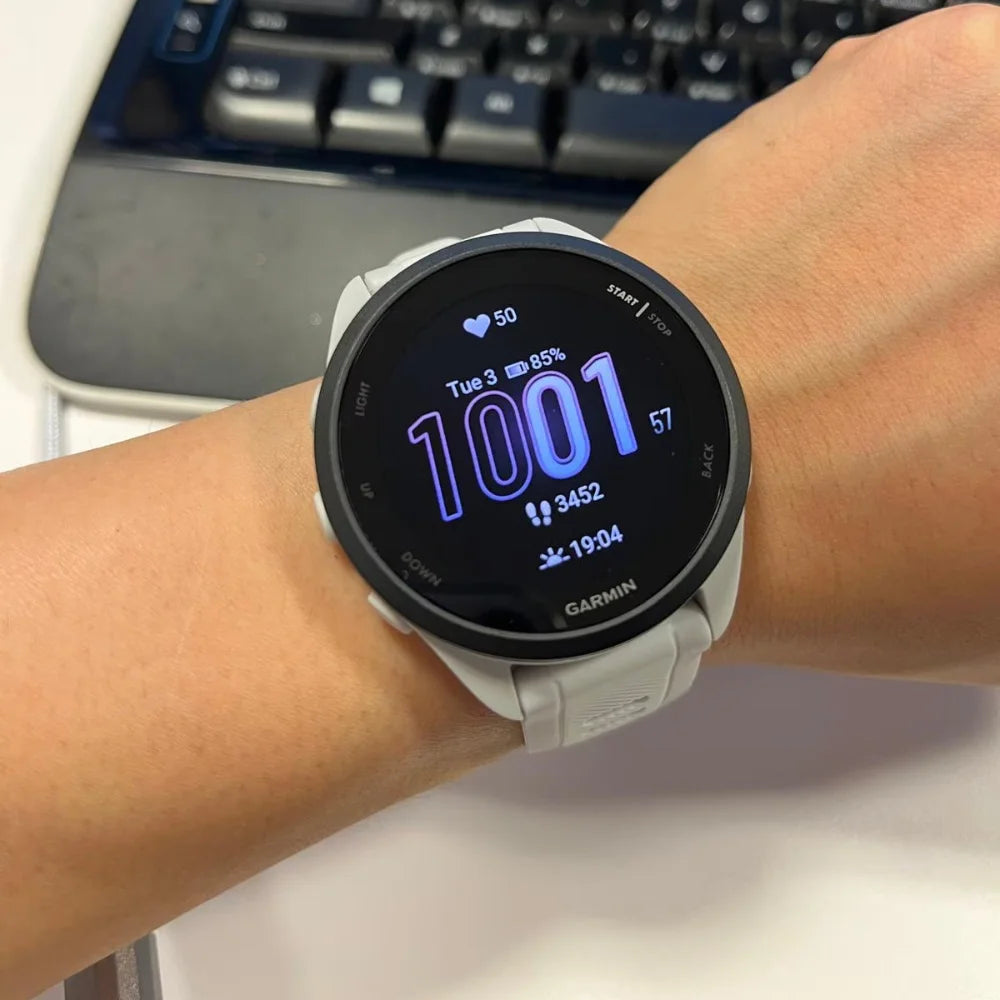 Garmin Forerunner 165 GPS Running Smartwatch AMOLED Touchscreen 11 Days Battery Life Training Metrics and Recovery Insights