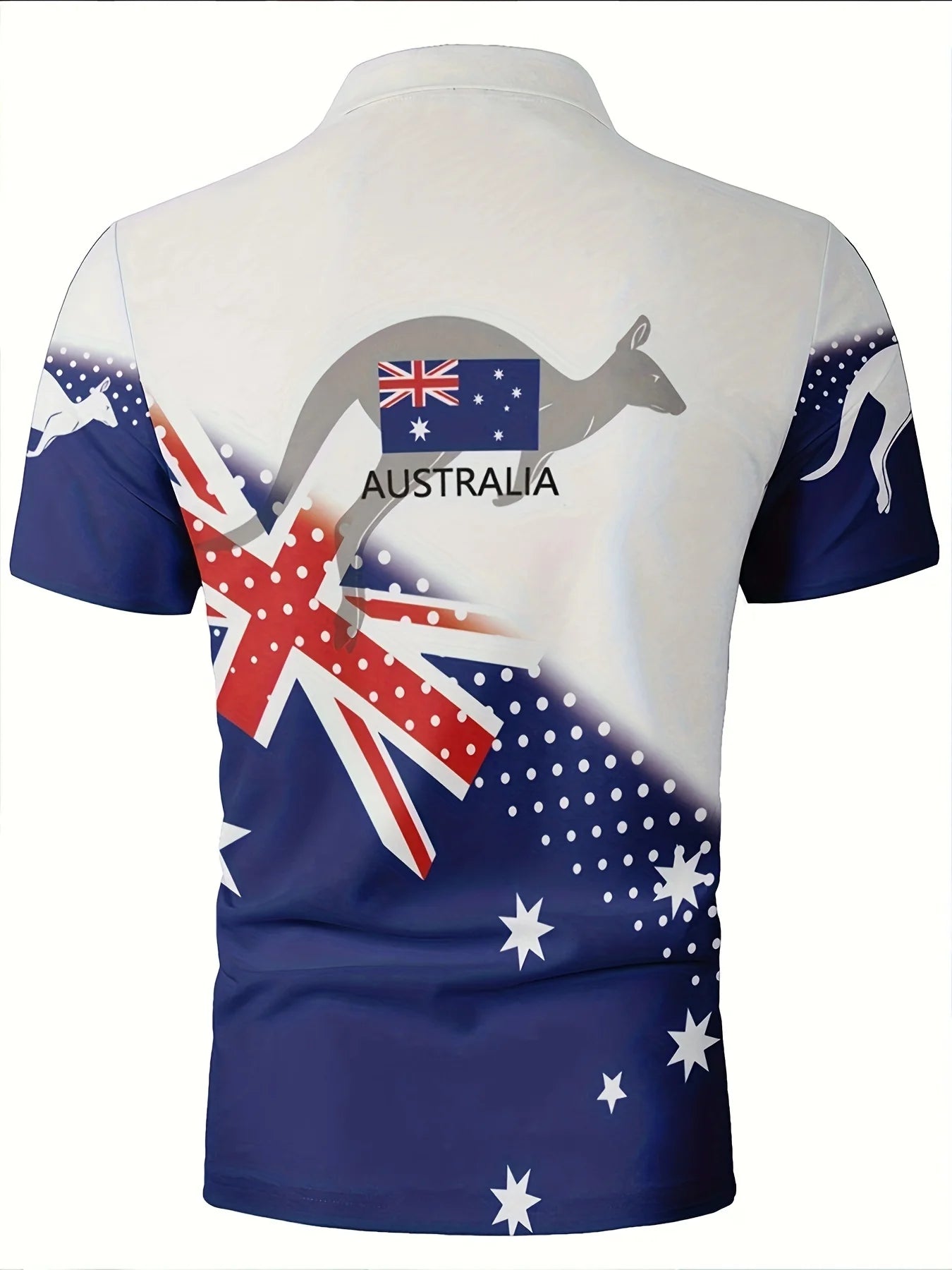 Australian Flag Kangaroo Print Men's Casual and Comfortable Short-Sleeved Polo Shirt