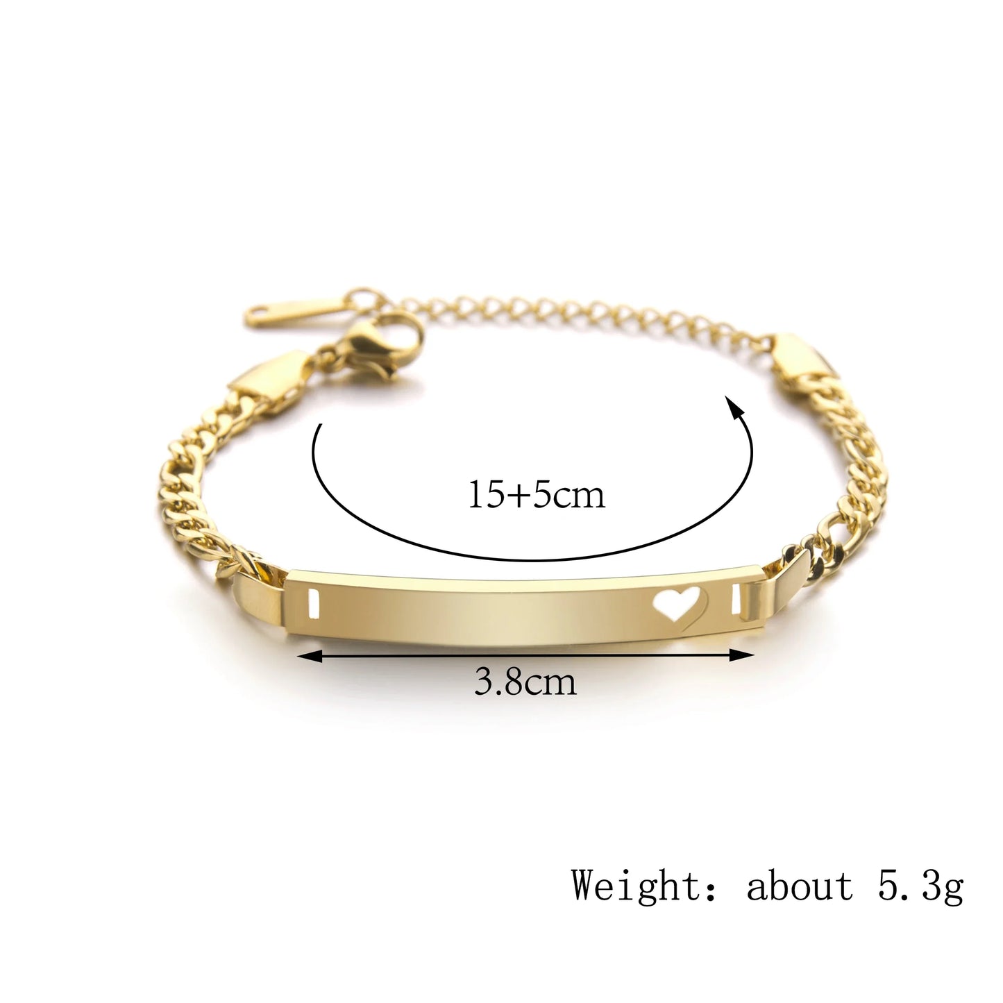 Punk Man Bracelets Hip Pop Gold Color Stainless Steel Thick Hand Chain Blank Bar Couple Men Women Family Jewelry Birthday Gift