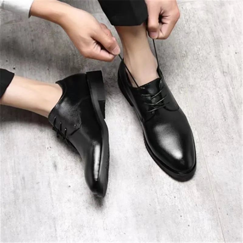 TAFN Leather shoes for men, spring and autumn, British business and leisure formal attire, and elevated youth leather shoes