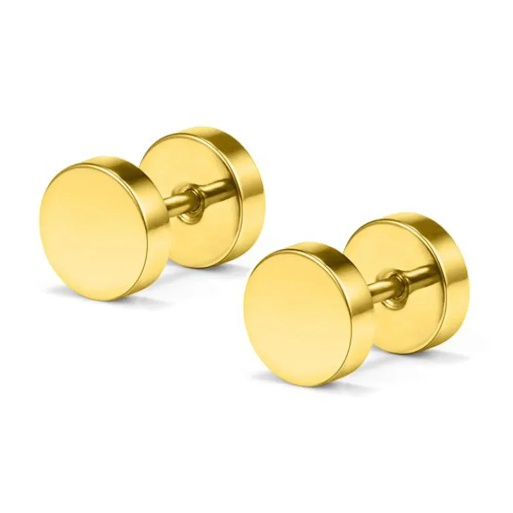 One Pair Black Stainless Steel Round Stud Earrings For Women Dumbbell Piercing Earrings Men Punk Fashion Jewelry 2-14mm
