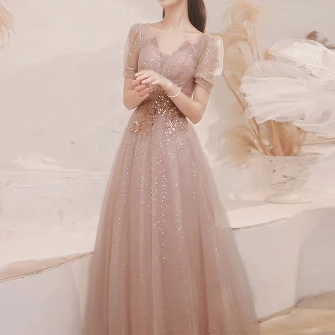 Homecoming Dresses: Evening Dresses Puff Sleeve Appliques Bling Slim Waist