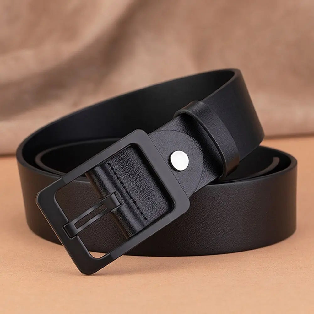 Man Retro Leather Belt Pin Buckle Jeans Black Belt Business Casual Luxury Brand Vintage Strap Waistband